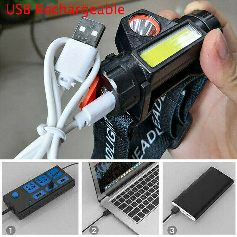 Waterproof USB Rechargeable LED Headlamp Lamp Torch Flashlight light Headlight