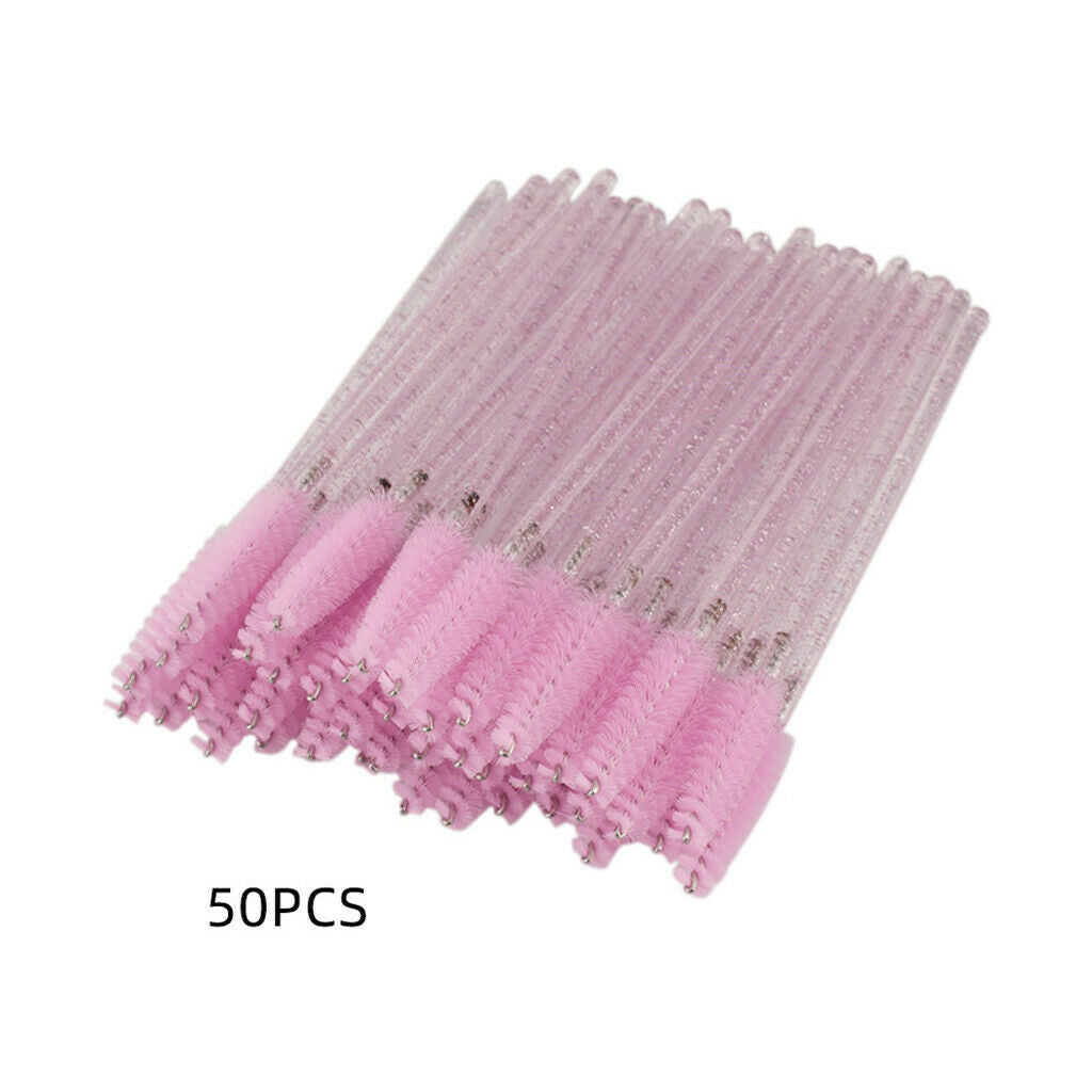300 Packs Eyelash Mascara Wands w/ Crystal Handle Eyebrow Spiral Brushes