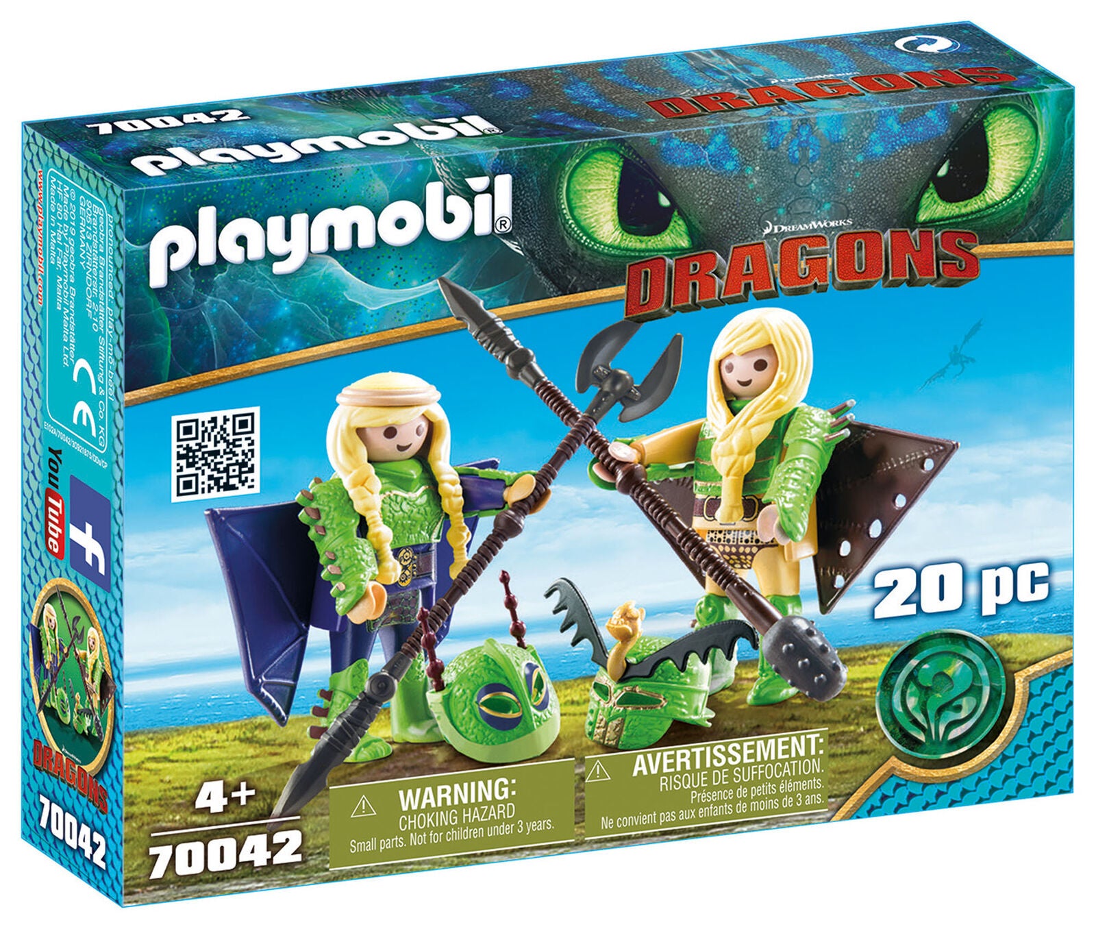 70042 Playmobil Dragons Ruffnut and Tuffnut with Flight Suit Dragons 20pcs 4yrs+