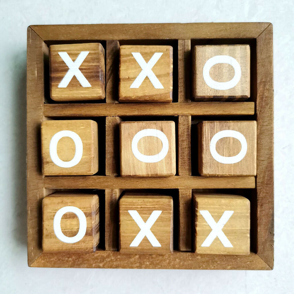 Wooden Board Games Tic Tac Toe Noughts and Crosses XO Strategy for Families