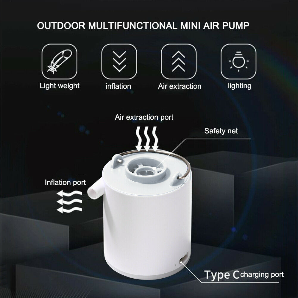 Mini Inflatable Pump Ultralight USB Charging Outdoor Air Pump Camping Light