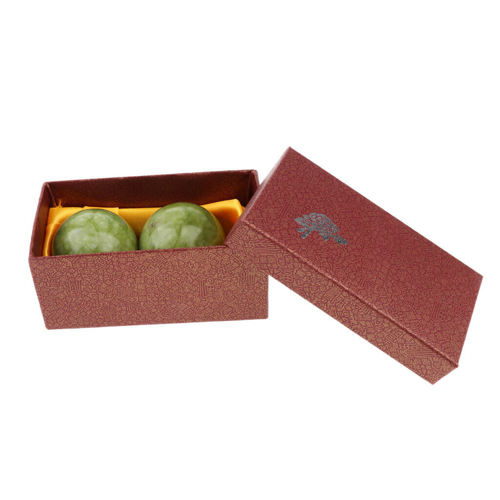 2pcs Natural Jade Stone Chinese Hand Palm Wrist Exercise Massage Ball for Deep