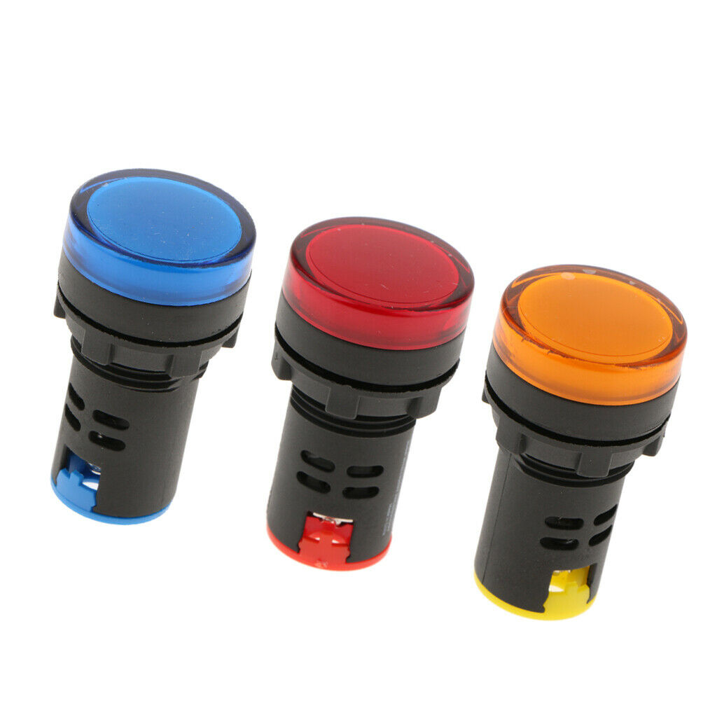 12V LED Indicator Signal Control Indicator Light Control Panel 22mm Blue