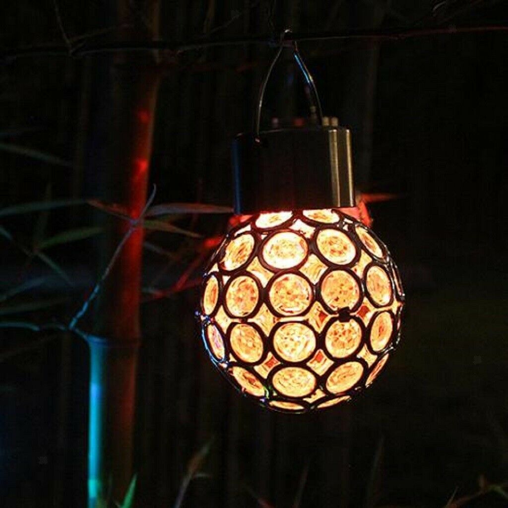 2Pcs Waterproof LED Ball Solar Light Rotatable Outdoor Camping Hang Round