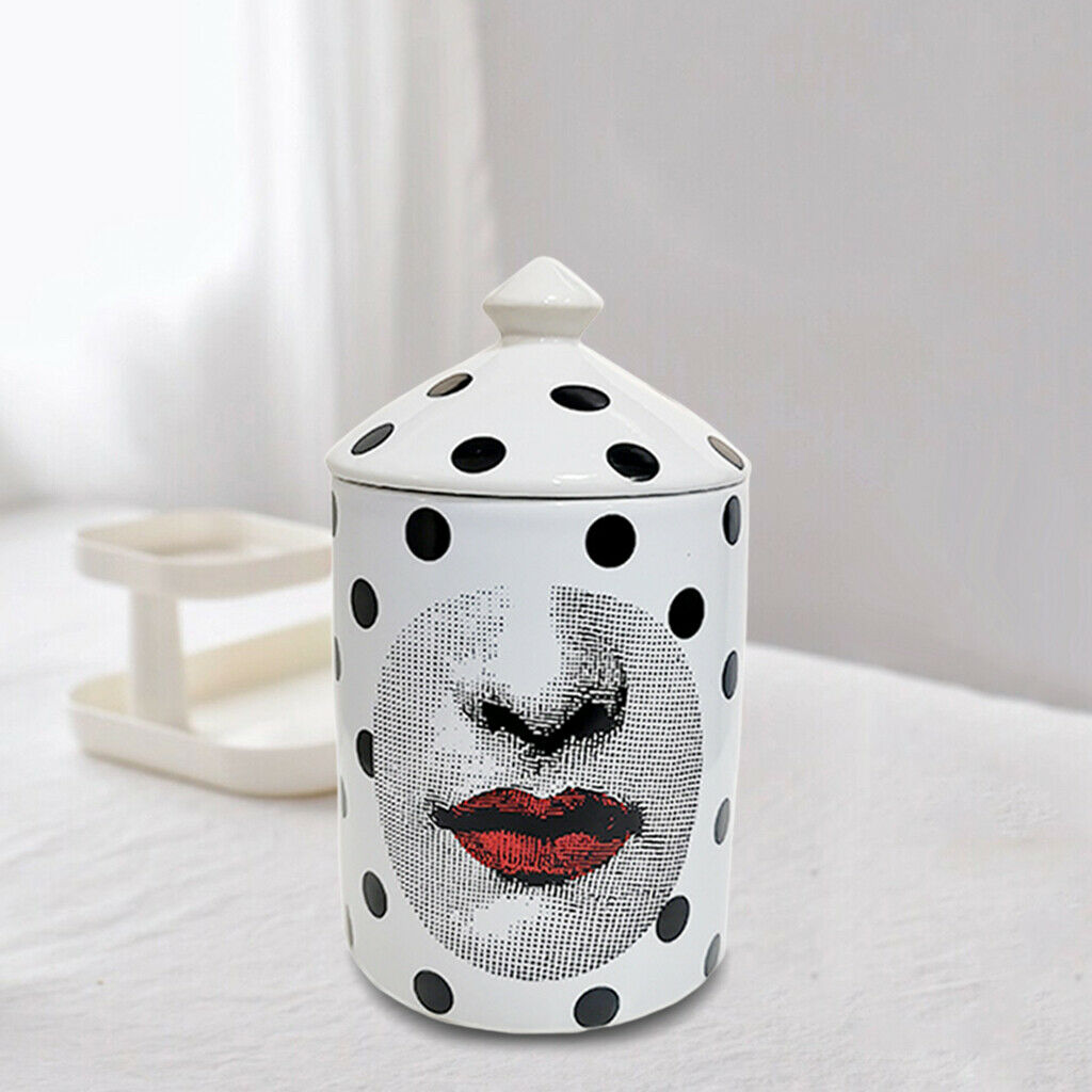 Abstract Girl Face Candle Holder with Lid Home Decor Jewelry Storage Case