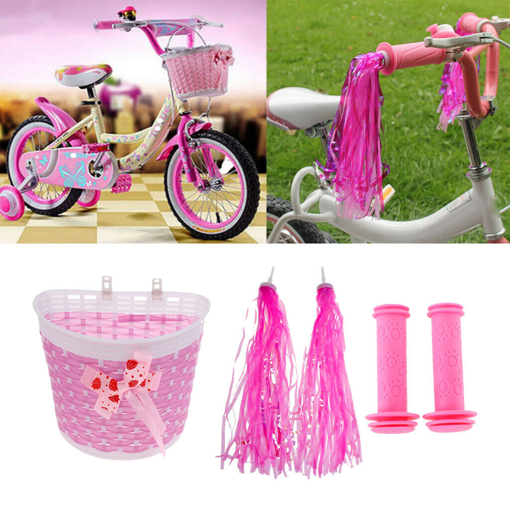 Girls Bicycle Streamers Handlebar Grips Tassels Front Basket Accessories