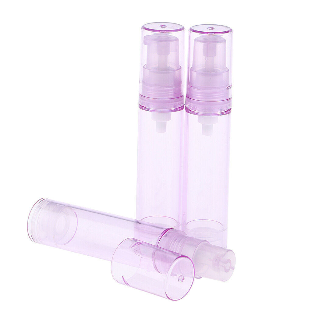 6x 10ml Empty Airless Pump Bottle Refillable Cosmetic Spray Container Purple