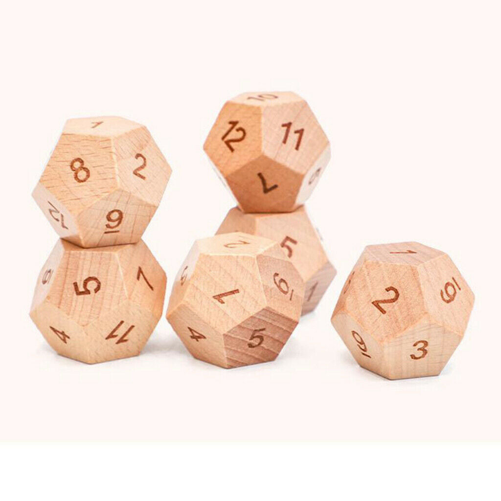 Wooden D12 12-Sided Dice Tabletop Games DND MTG Dice for Family Parties 3cm