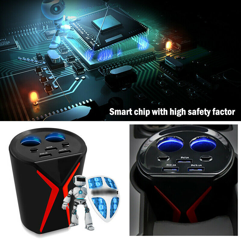 Car Socket Splitter 3.1A 3USB Charger Intelligent Dual-Core Chip For Phone DVR