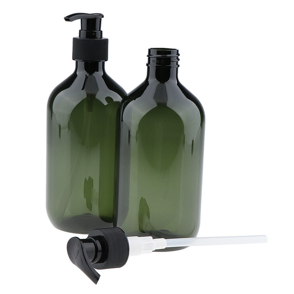 4Pcs Empty PET Shampoo Conditioner Pump Bottle Makeup Containers 500ml Green