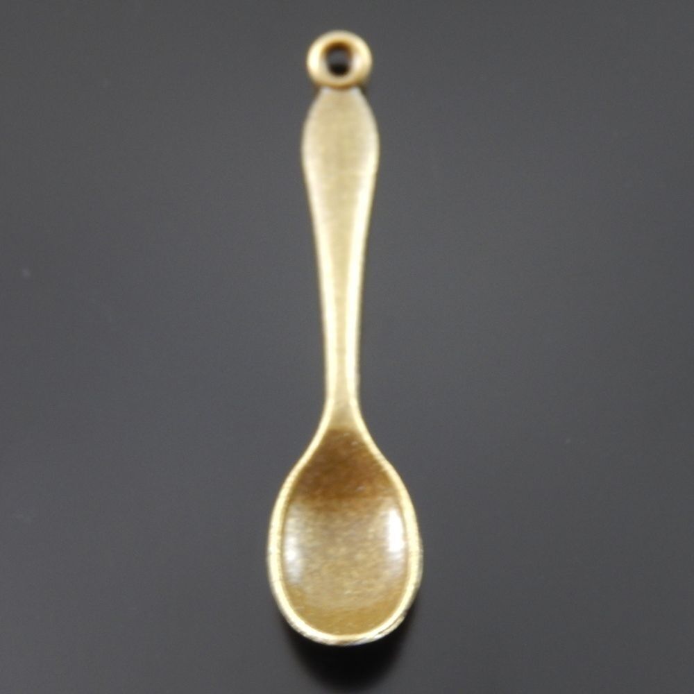20-pack Antiqued Bronze Alloy Spoon Pendant Charm For Jewelry Art Craft 50x11mm