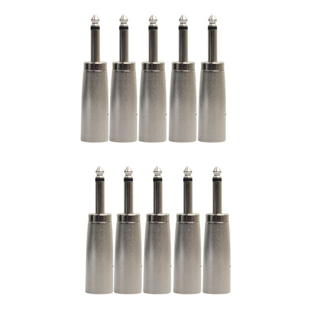10Pack 3-Pin XLR Male to 1/4 "6.35mm Mono   Cable Microphone Adapter