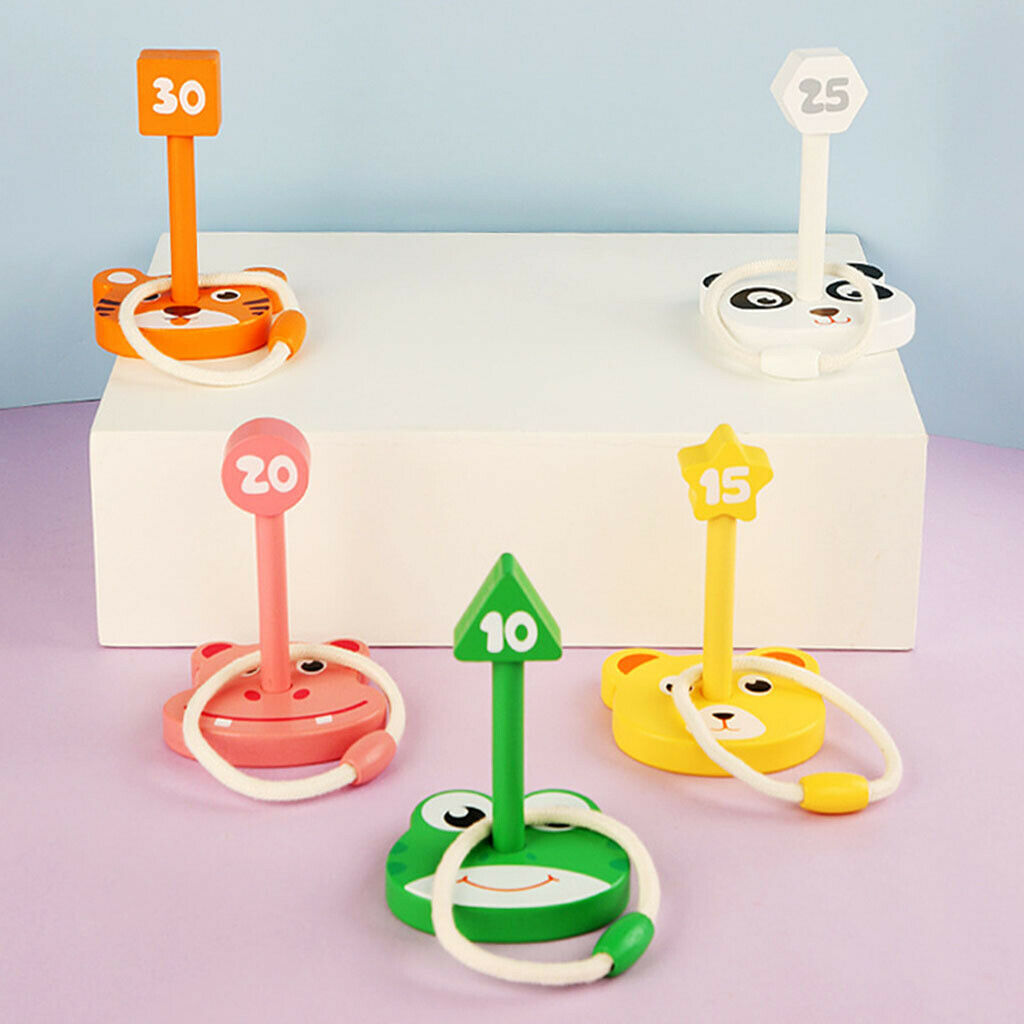 Funny Wood   Set 5 Pegs & 5 Rings Backyard Playset for Kids