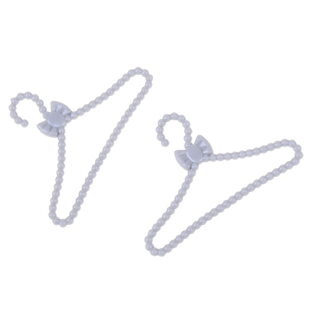 20x mini grau kleiderbügel bowknot design puppenhaus kleid kleidung zubehö.l8