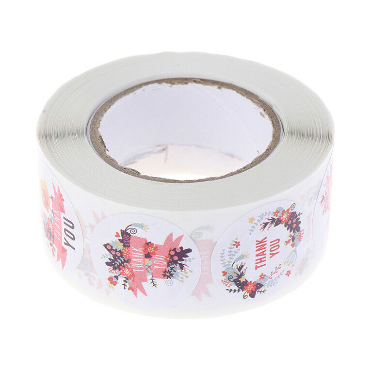 500pcs/roll floral thank you stickers scrapbooking for package seal lab.l8