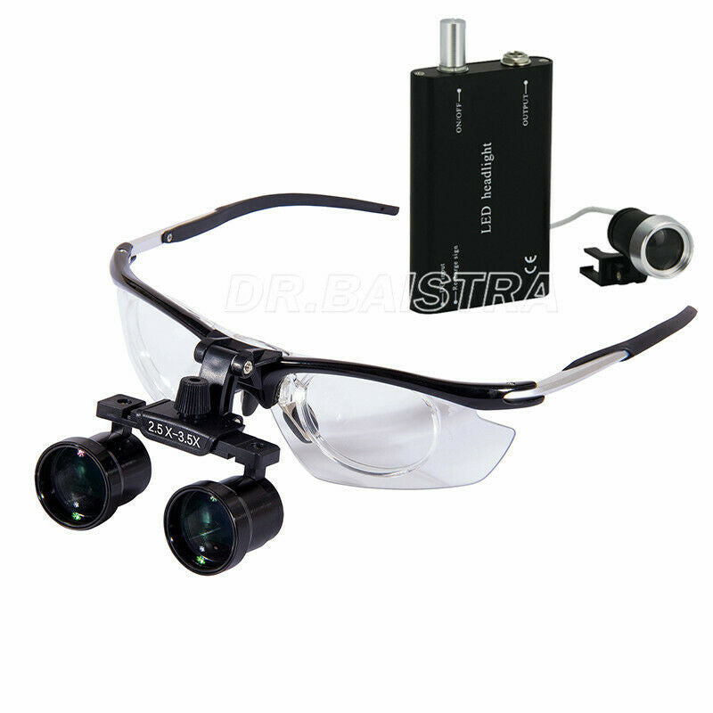 2.5X-3.5X Dental Surgical Medical Binocular Loupes + Portable  LED Headlight