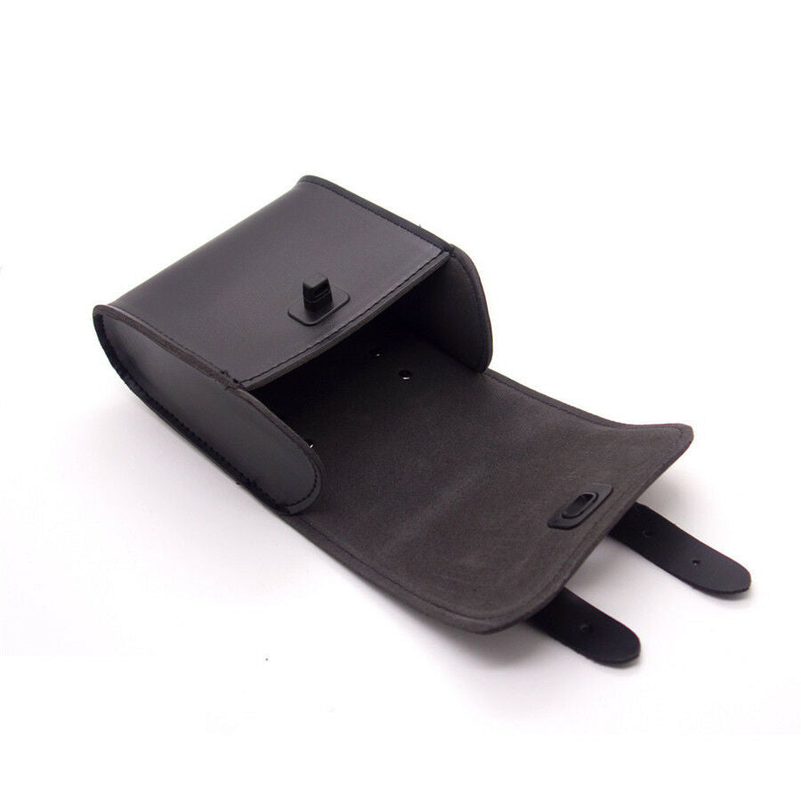 Motorcycle Front Handlebar/Rear Seat Luggage Saddle Bags Black Synthetic Leather