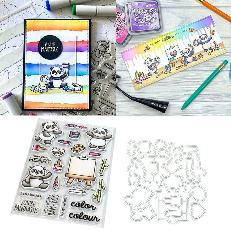 Panda Seal Stamp with Cutting Dies Stencil DIY Scrapbook Embossing Photo Album