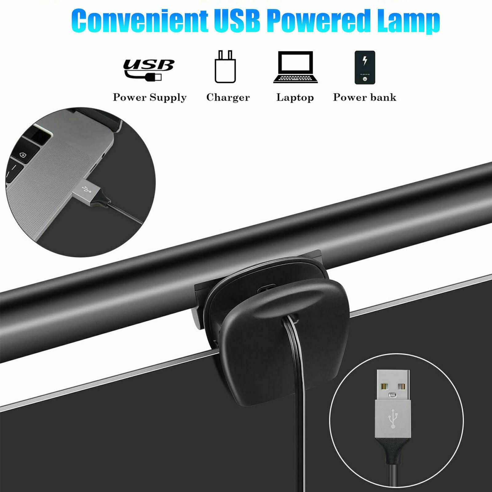 LED Desk Lamp USB Computer Laptop Monitor Screen Clamping Light Bar Office Home