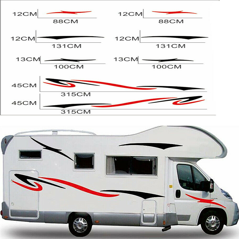 For Caravan Travel Trailer Camper Van Stripes Graphics Two Side Vinyl Stickers