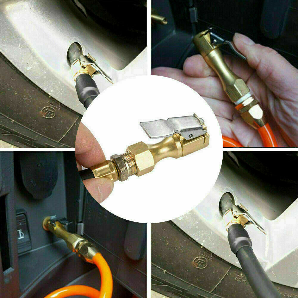 2 Pcs Air Chuck,Heavy Duty Open Flow Lock On Tire Chuck &Clip for Inflator Gauge