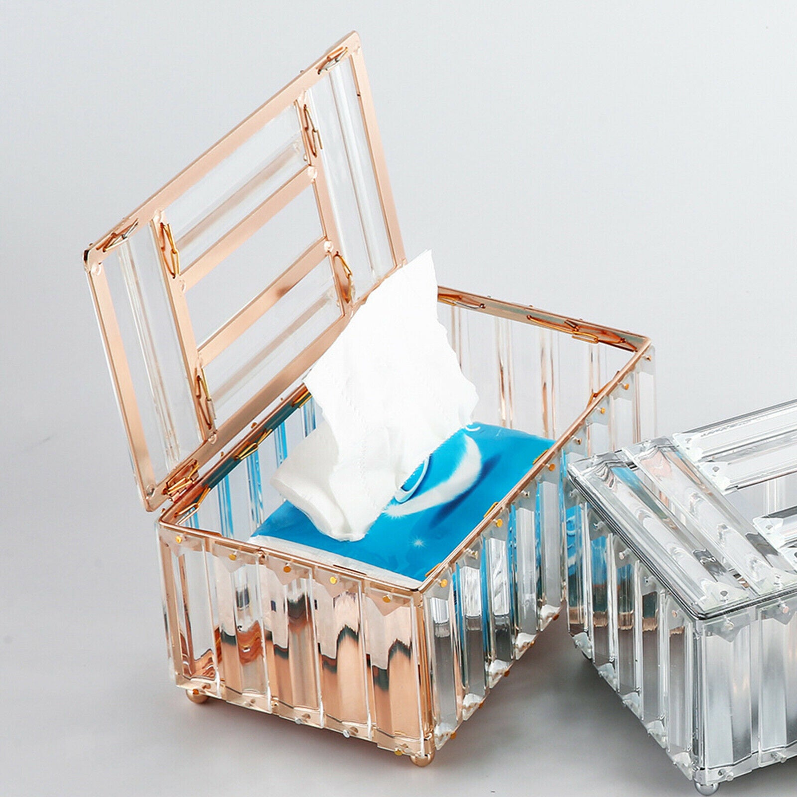 Luxury Crystal Tissue Box Cover Rectangular Napkin Case for Bathroom Office