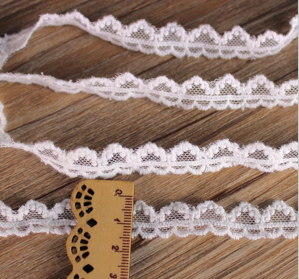 6 yards Heart-shaped Cotton Lace Trim Wedding Bridal Ribbon Sewing Craft 12mm