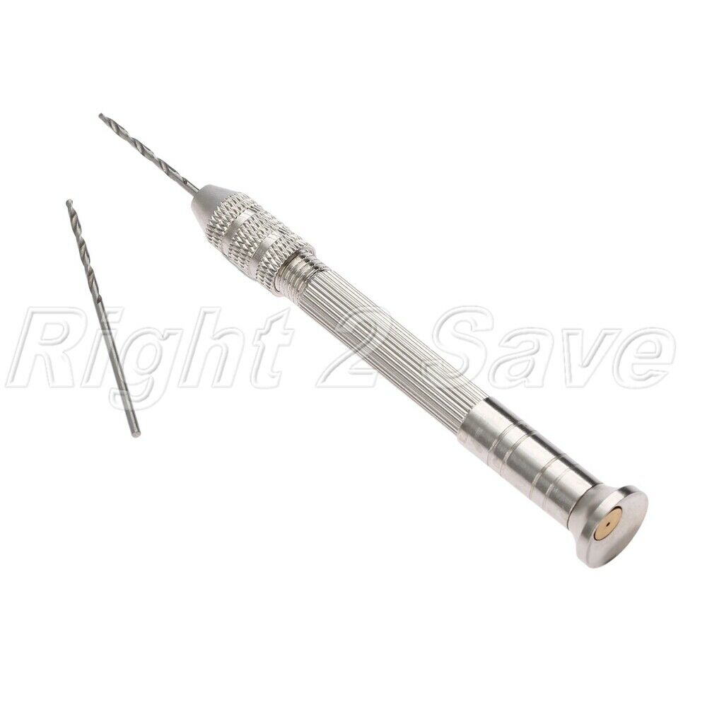 0.3-2.5mm Aluminium Alloy Hand Drill With Keyless Chuck & 2x HSS Twist Drill Bit