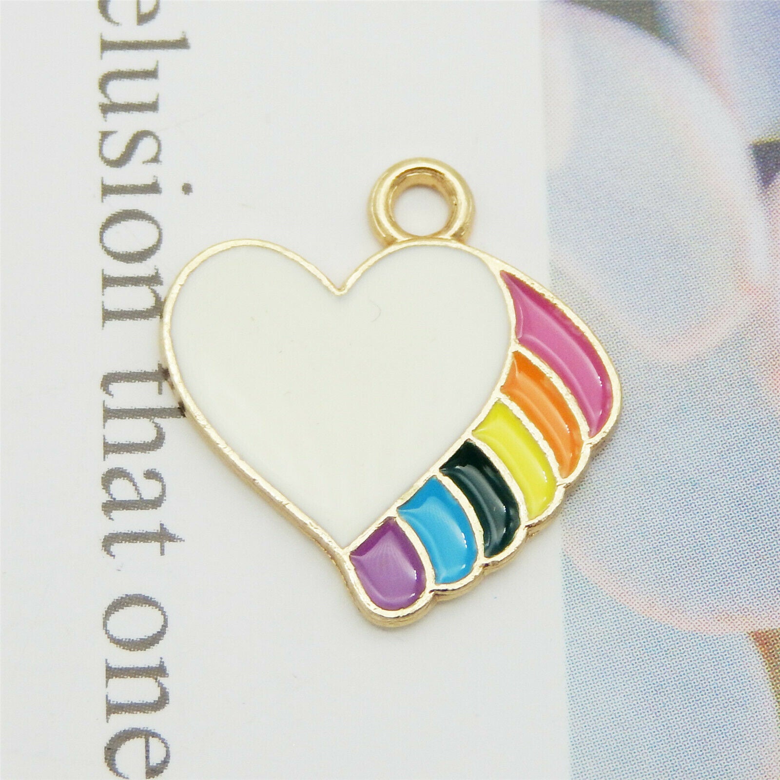 16 pcs Colorful Enamel Charm Heart Shape Alloy Pendant Earring Dangle 18*18mm