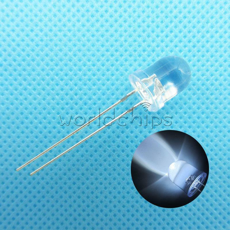 50PCS 8mm LED White Emitting Diodes Transparent Ultra Bright Lamp Round Light