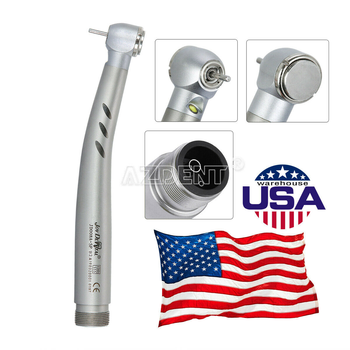 5 X Dental LED E-generator High Speed Ceramic Push 4 Spray Handpiece 2Holes