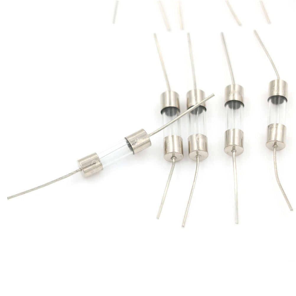 10pcs Glass Tube Fuse Axial Leads 5*20mm 6.3A F6.3A 250V Fast Quick Blow AU. DD