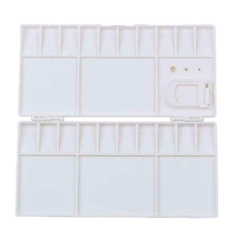 White Plastic Paint Palette Box Watercolor Tray With 25 Grids Flip Cap Folding