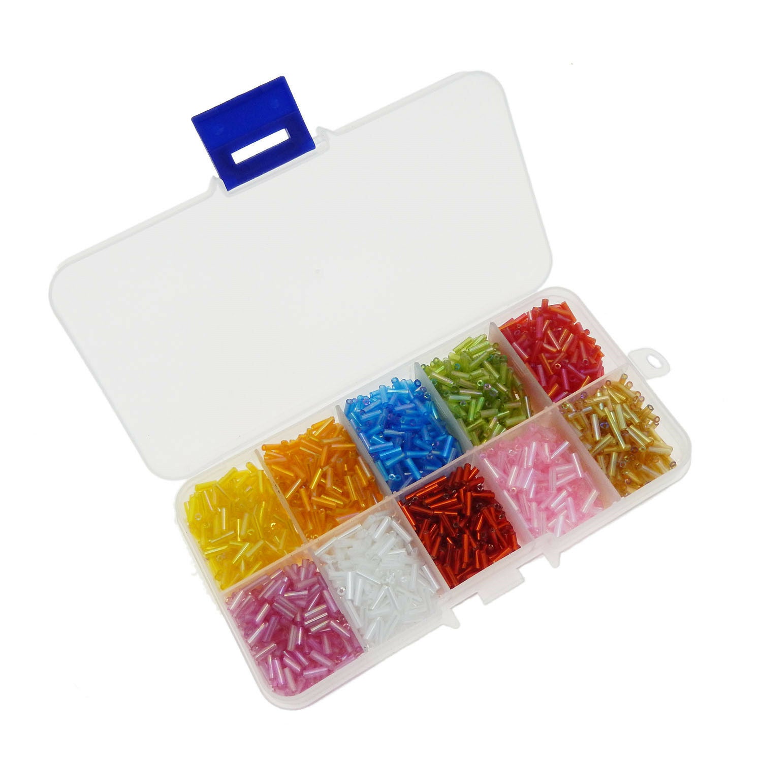 1 Box Approx 3000 pcs Glass Bugle Tube Beads DIY Jewelry Craft Accessories