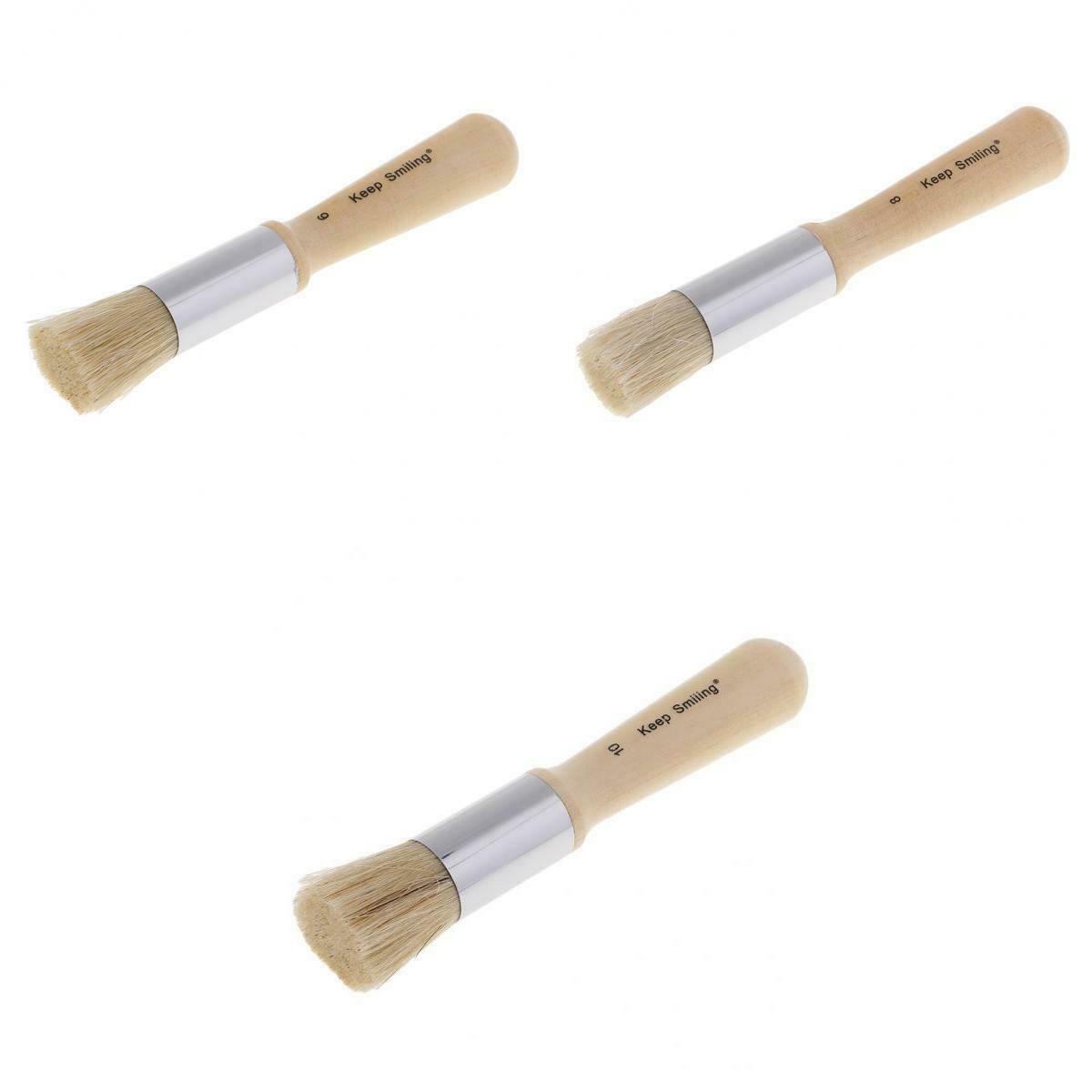3Pcs Template 14cm/15.5cm/17cm Wooden Stencil Brush for Acrylic Oil Painting