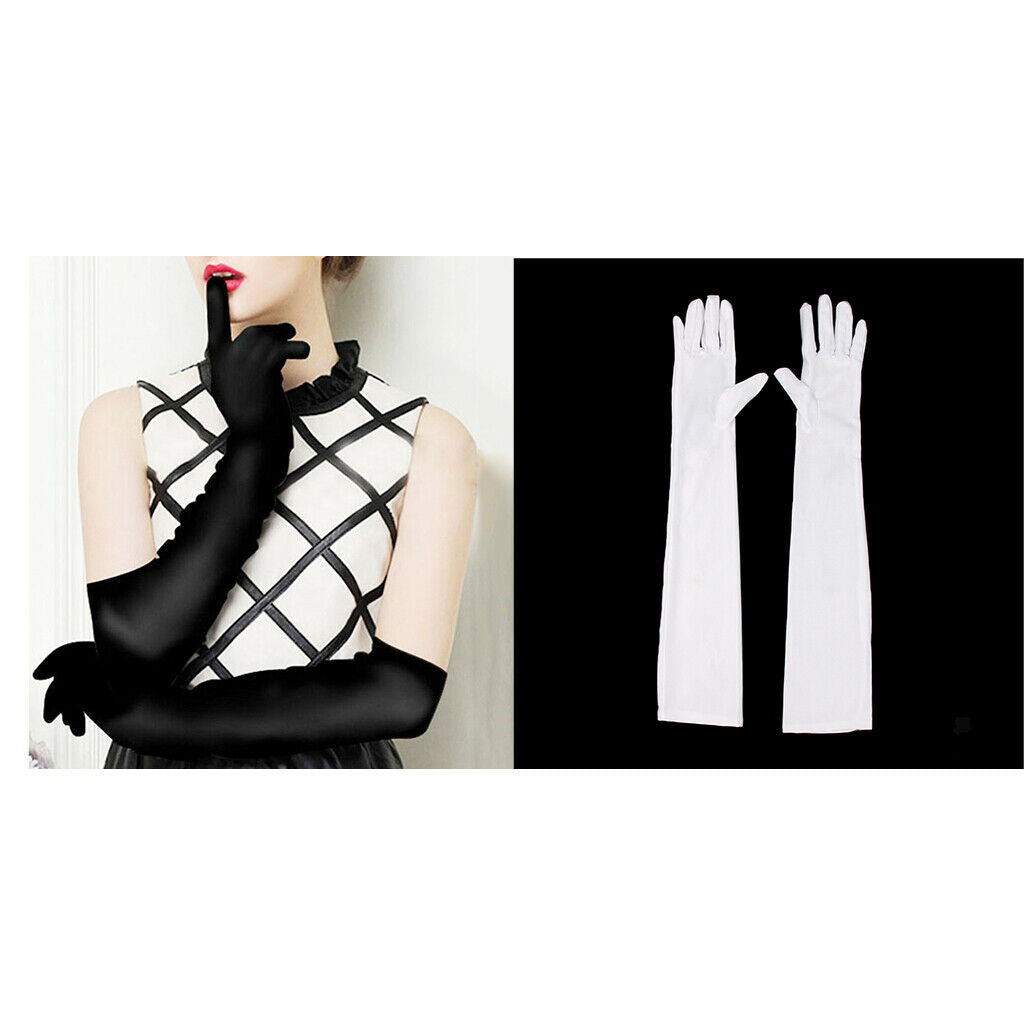 2 Pairs Womens Long 1920s Opera Gloves Evening Wedding Sun Block Elbow Gloves