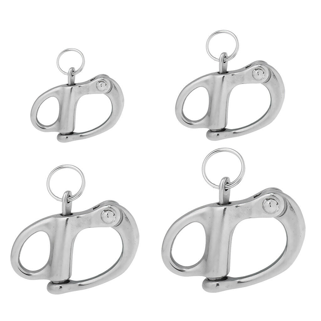 4pcs Multifunctional 304 Stainless Steel Spring Carabiner Fixed Bail Snap