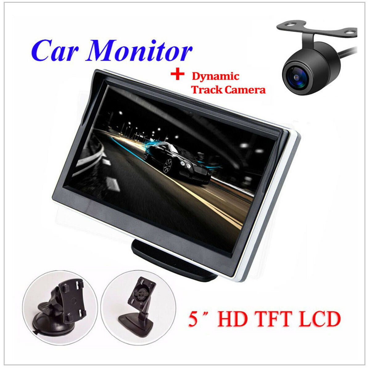 5 inch Car Monitor TFT LCD HD Reversing Waterproof + Small Butterfly Camera