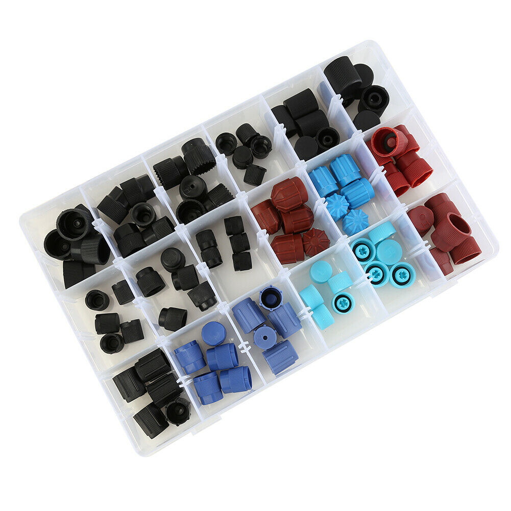 90pcs Car A/C Air Conditioning High Low Side Service Port Caps Kit R134a R12