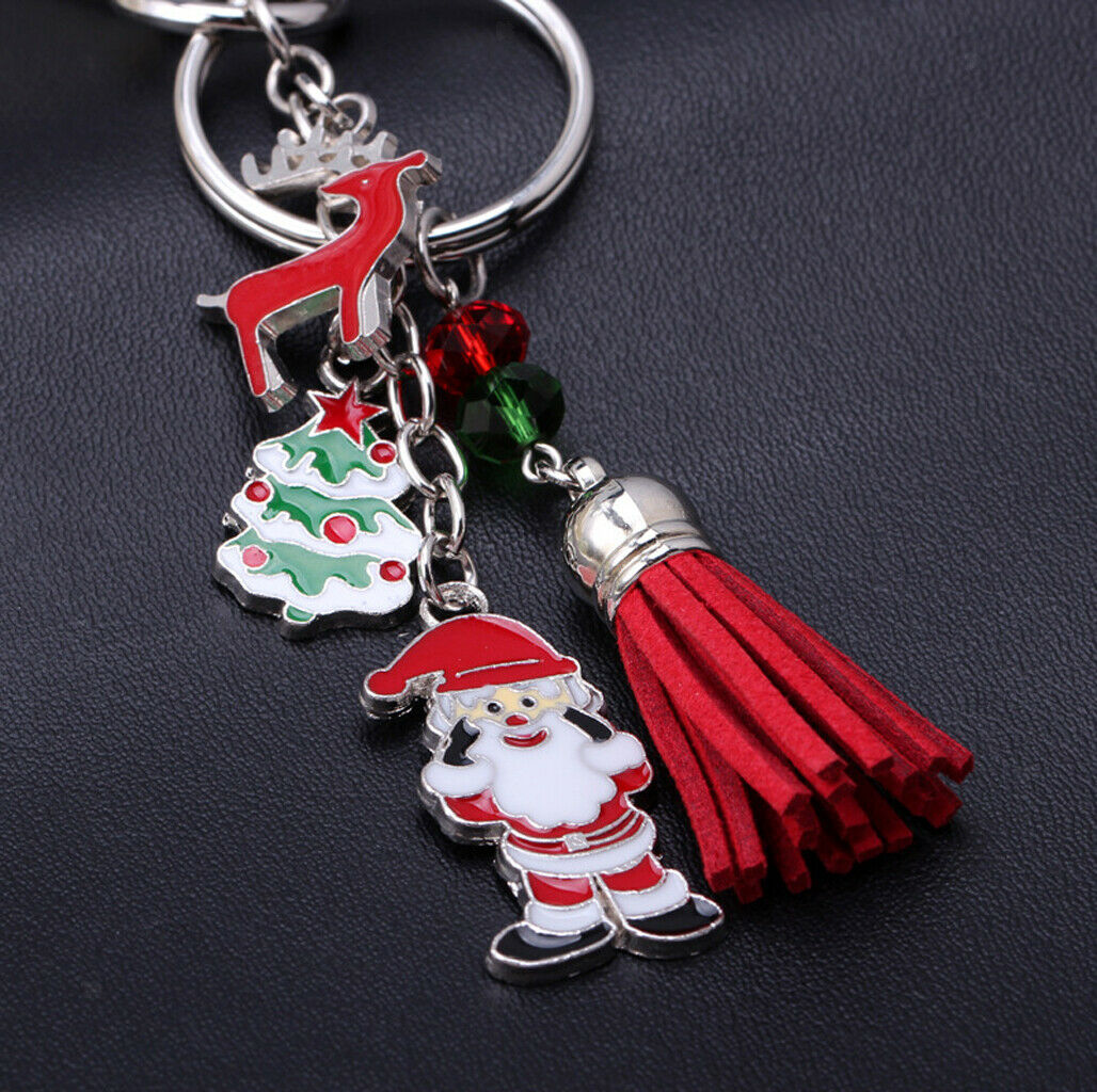 Ring Reindeer Key Bag Handbag Pendant Keychain Santa Claus Gift