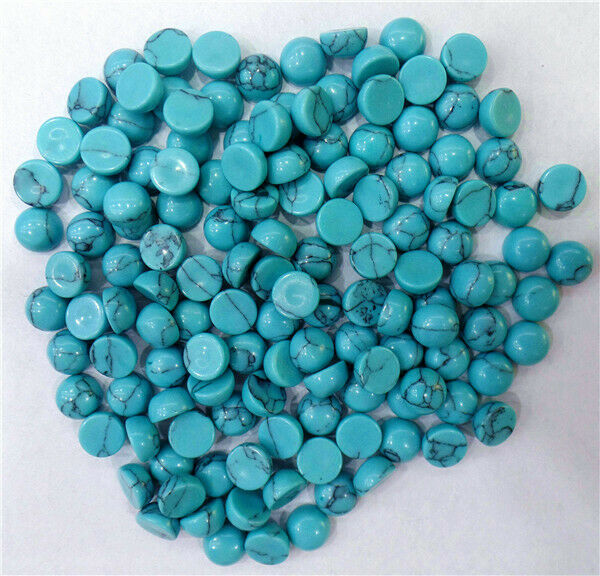 100Pcs 6mm Wholesale Green Turquoise Round Cab Cabochon DIY Accessories HH7099