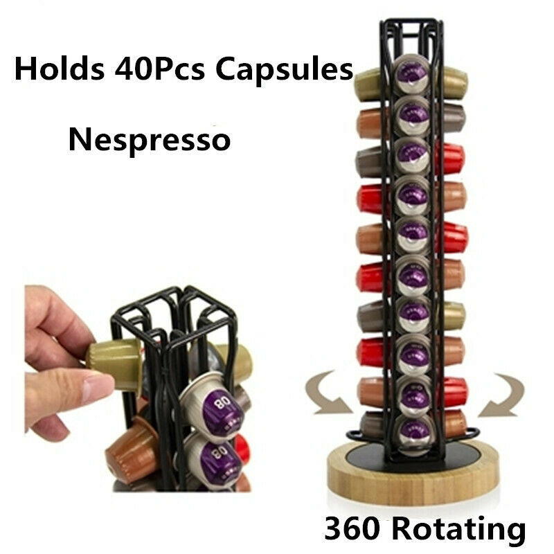40 Cups Coffee Pods Holder Rotating Rack Coffee Capsule StandBDAU