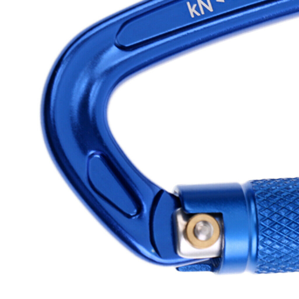 3 Pieces 24KN Aluminum Rock Climbing Auto Self Locking Carabiner blue
