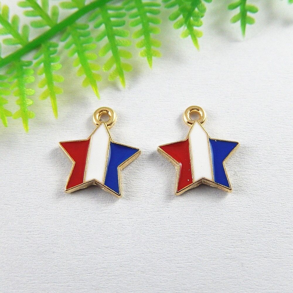 20PCS Enamel Star Charm Bracelet Alloy Pendant DIY Jewelry Earring Craft 14*11mm