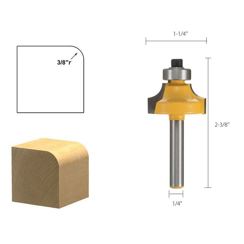 4x Round over Edging Router Bit Set 1/4 Inch Shank 1/2 Inch 3/8 Inch 1/4 Inch F6