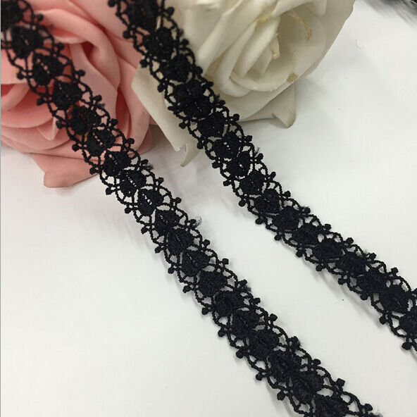 5 yards Heart Crochet Black Lace Trim Wedding dress clothing Trims 1.5cm