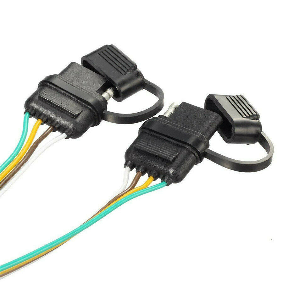 4-Way 4 Pin Male & Female Flat Trailer Wiring Connector for Tailgate Light Bars