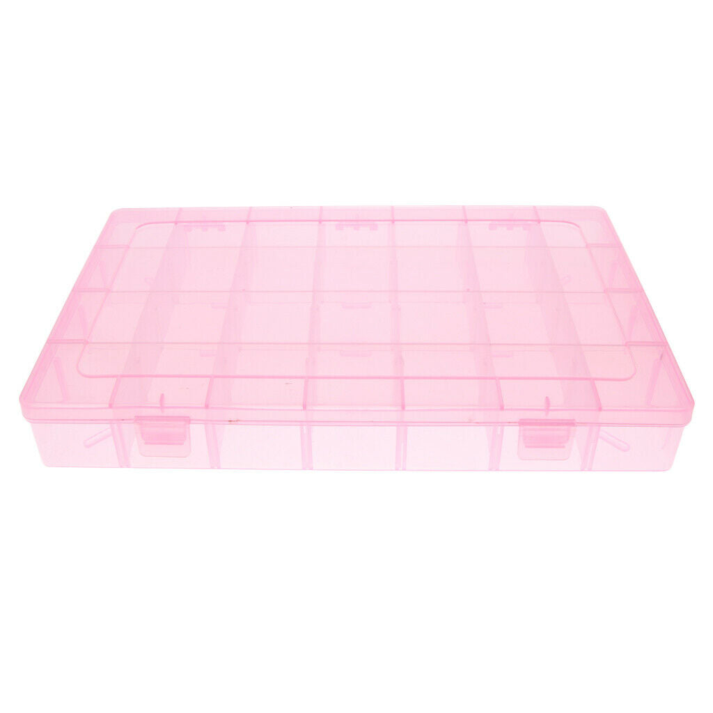 28 Grids Storage Box Case Home Organizer Earring Jewelry Container Pink
