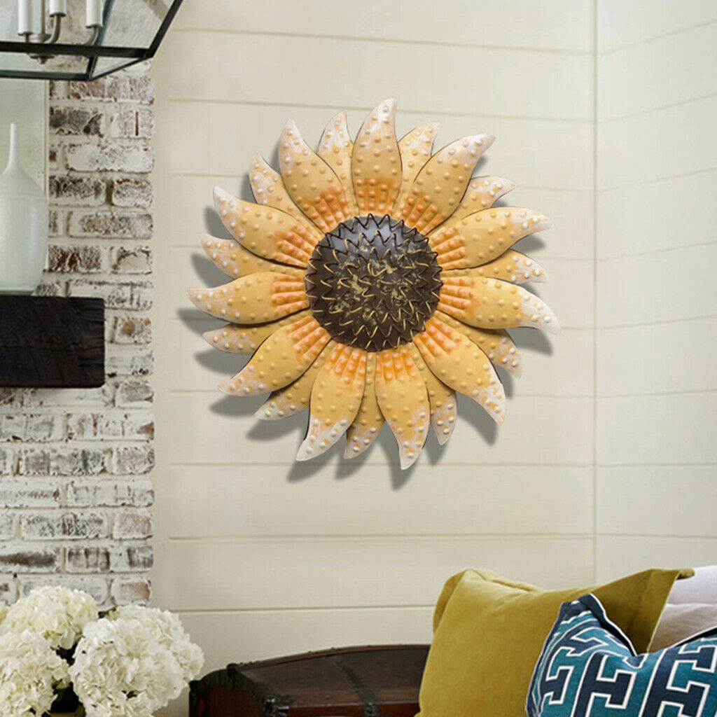 13 Inch Metal Sunflower Wall Art Decor Yard Porch Wall Hanging Sculpture