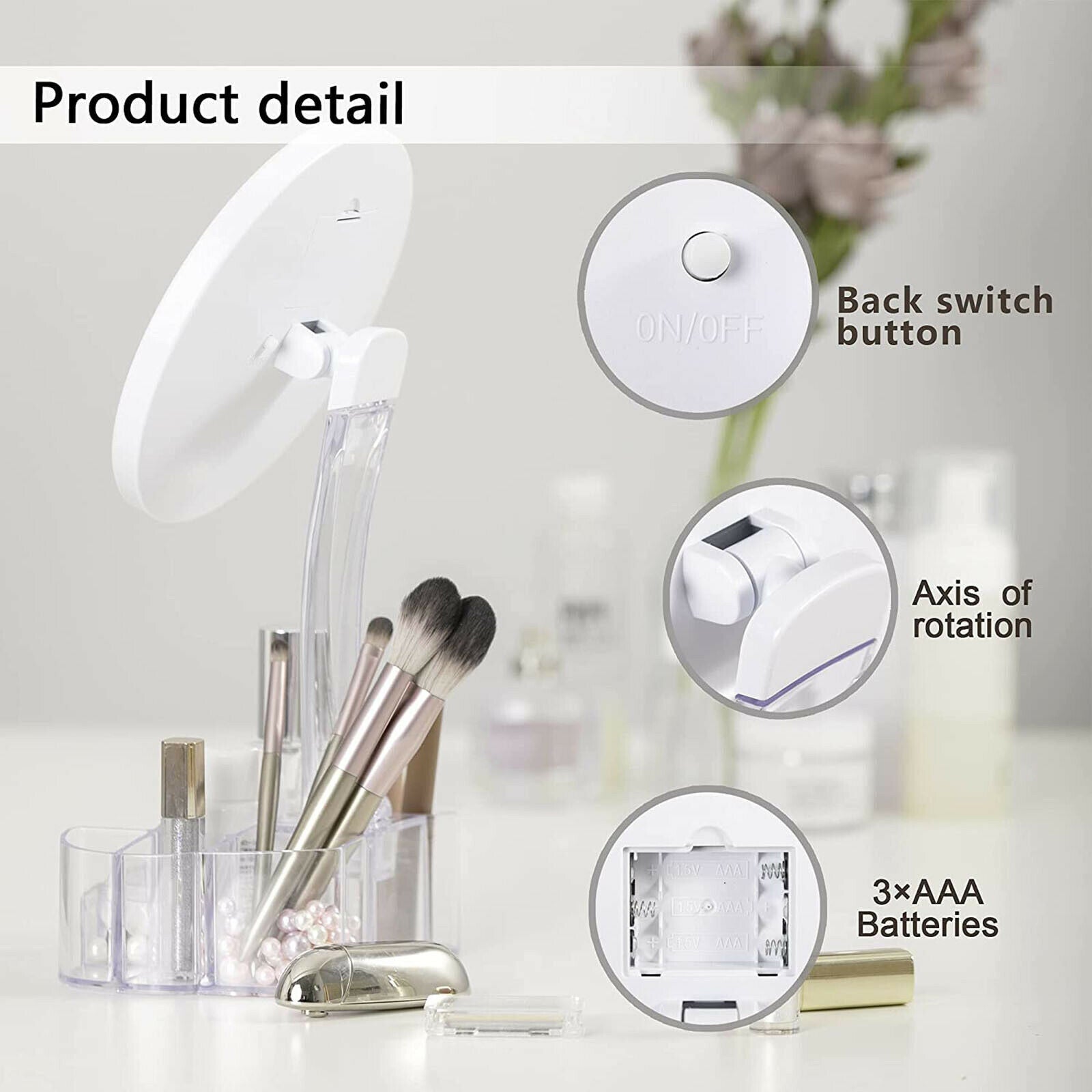 1x Makeup Mirrors with 26x LED Lights w/ Storage Box w/ 10x Magnification